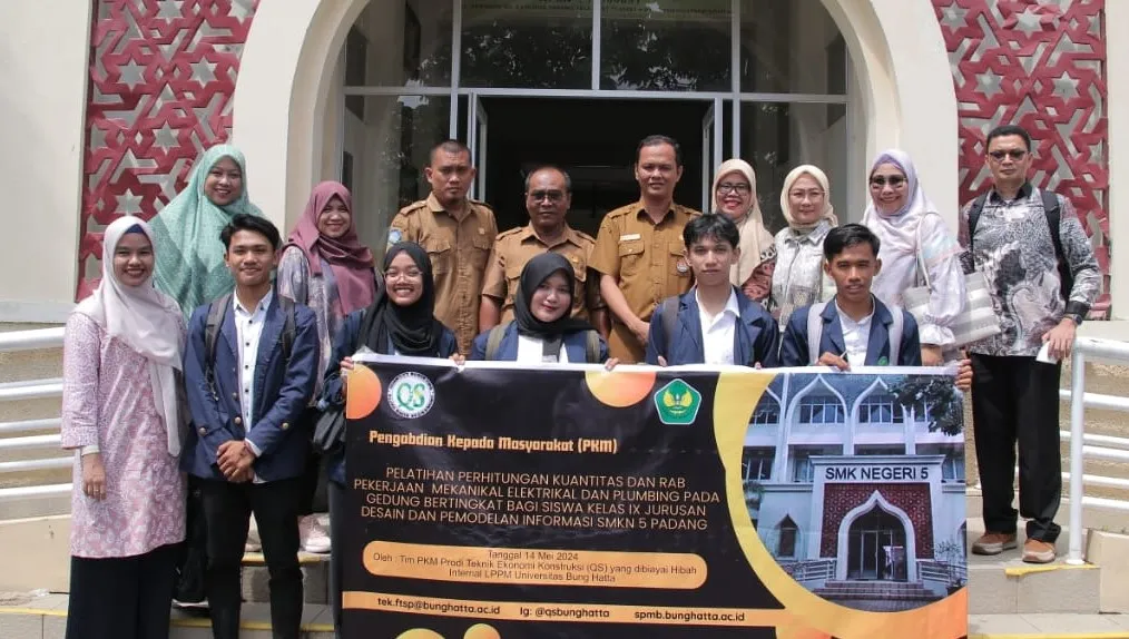 Bung Hatta University Construction Economic Engineering Study Program PKM Team Holds MEP RAB Training for SMKN 5 Padang Students